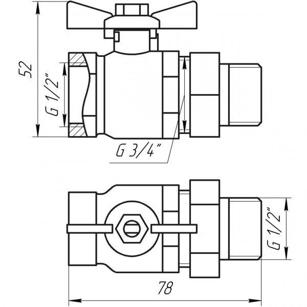 Кран шаровый прямой с американкой ARCO 1/2″ SENA 154103 (000017425)