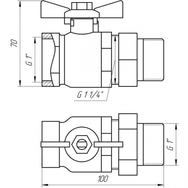 Кран кульовий прямий з американкою ARCO 1″ SENA 154105 (000017426)