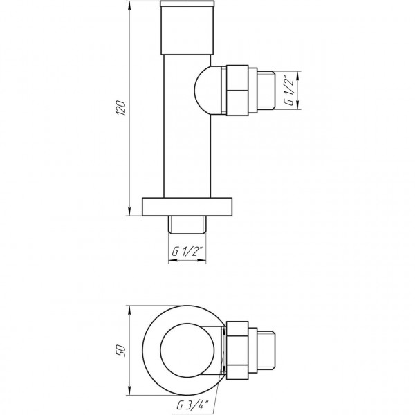 Кран вентильный угловой с американкой SOLOMON LUX 1/2″ CHROM 7777 (2шт.КОМПЛЕКТ) (000017504)