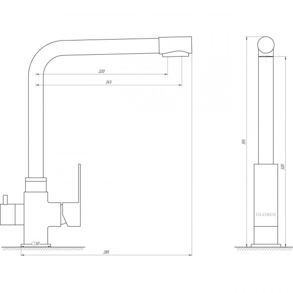 Смеситель для кухни под осмос Globus Lux ALPEN SUS-0110-1 (000017522)