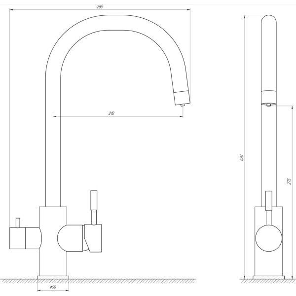 Смеситель для кухни под осмос Globus Lux ALPEN SUS-0333-BB (000017523)