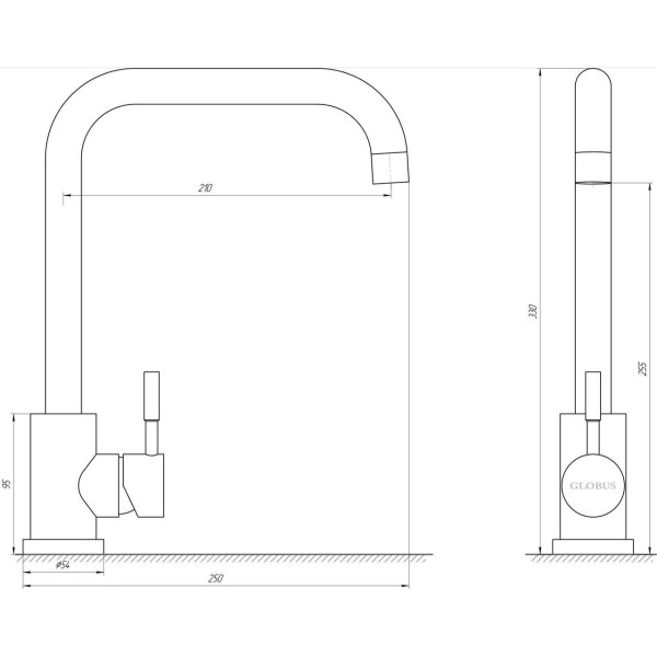 Смеситель для кухни Globus Lux ALPEN SUS-203L-BB (000017527)