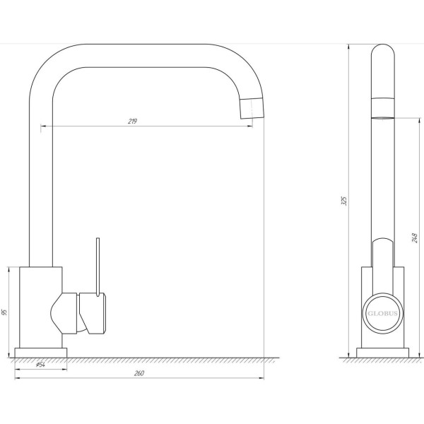Смеситель для кухни Globus Lux WIEN SUS2-203L (000017534)