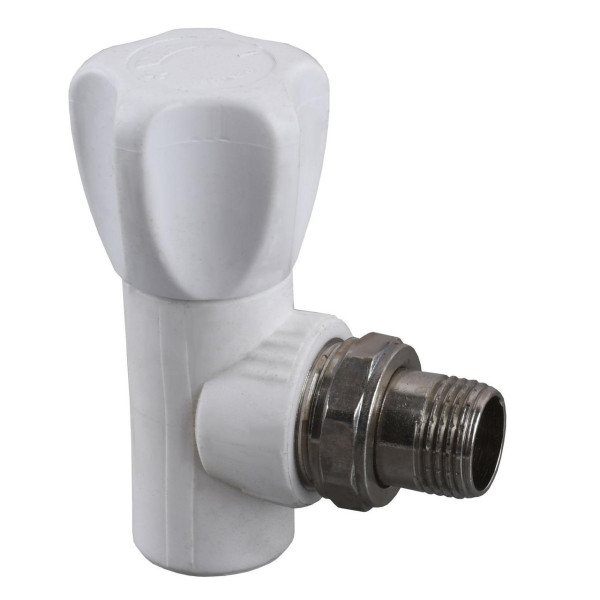 Вентиль радиаторный угловой Kalde PPR ф20x1/2 (белый) 22001 (000017872)