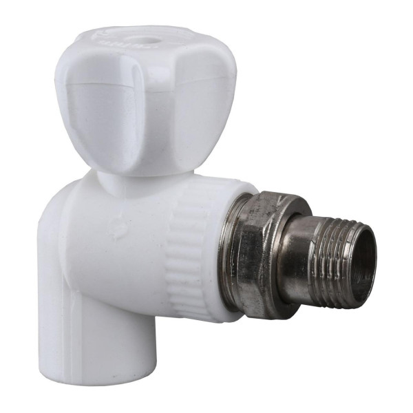 Кран радиаторный угловой Kalde PPR ф20x1/2 (белый) 22013 (000017875)