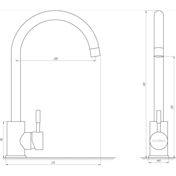 Смеситель для кухни Globus Lux ALPEN SUS-203S-BB (000018106)