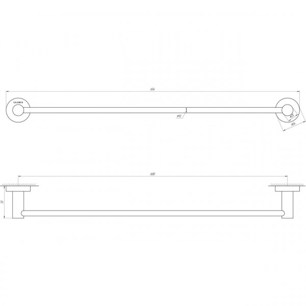 Держатель полотенец Globus Lux SS 8402-60 SUS304 (000018153)