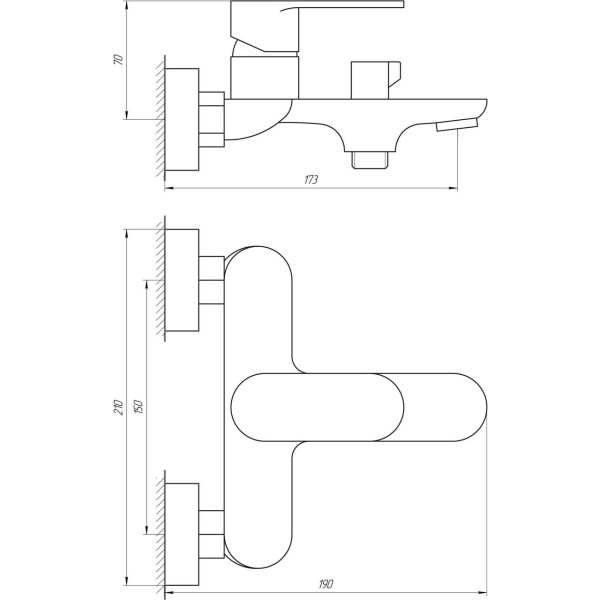 Смеситель для ванны Globus Lux Ontario GLO-0102N (000018439)
