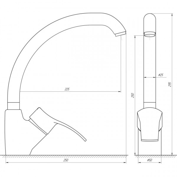 Смеситель для кухни Globus Lux QUEENSLAND GLQU-0203S-BIG-6-MARONE (000019217)