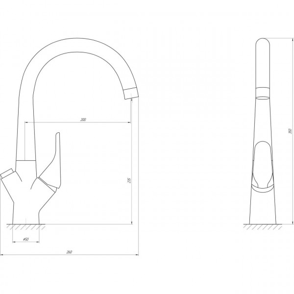 Смеситель для кухни под осмос Globus Lux LAZER GLLR-0222-5-TERRA (000019260)