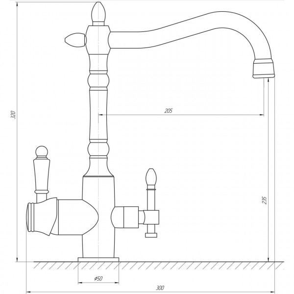 Змішувач для кухні під осмос Globus Lux LAZER GLLR-1000-6-MARONE (000019264)