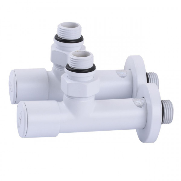 Набор Кран вентильный угловой с американкой SOLOMON LUX 1/2″ 7777 (2шт.) WHITE (000020285)