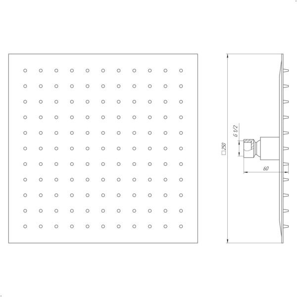 Лейка душевая ТРОПИК TSQ-250-BL черная матовая 250*250мм, TOPAZ (000020811)