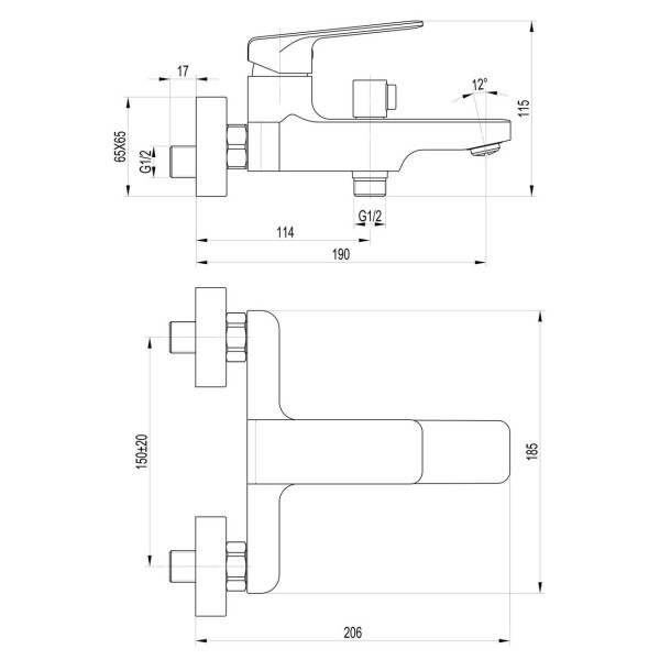 Смеситель для ванны TOPAZ ODISS TO 18101-H52-BL (000020841)