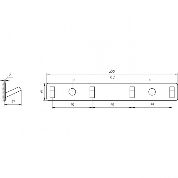 Планка с крючками TOPAZ TKB 9385-4 (000021244)