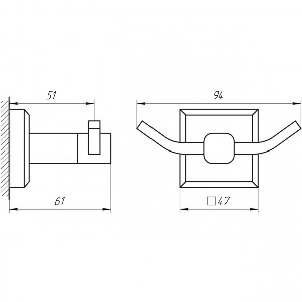 Крючек двойной TOPAZ TКВ 9925-BL черный (000021250)