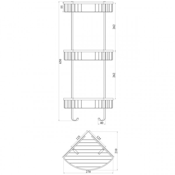 Полка тройная угловая TOPAZ 4134 (000021263)