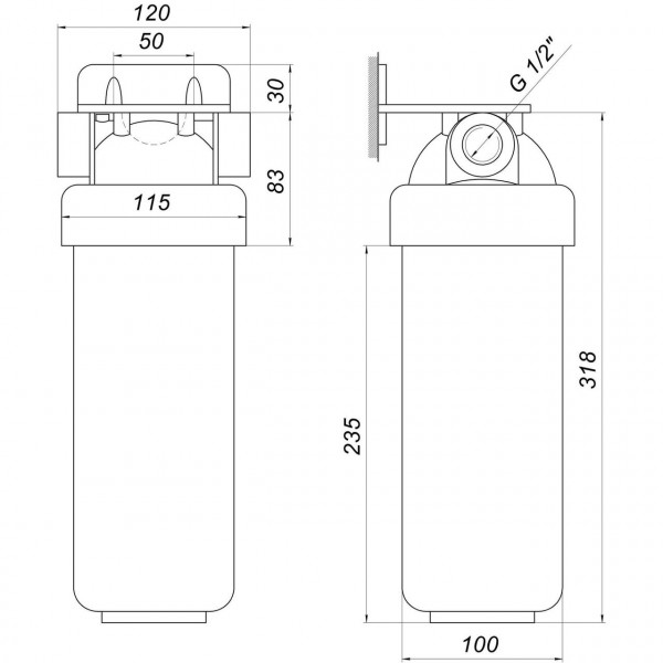 Фильтр-колба 2-х комп. БЕЗ картриджа, БЕЗ коробки OasisPro BSL2, 1/2″ (000021561)