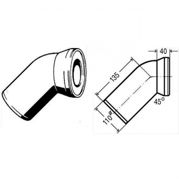 Колено для унитаза 45° пластик Ø110 VIEGA 101718 (000000565)