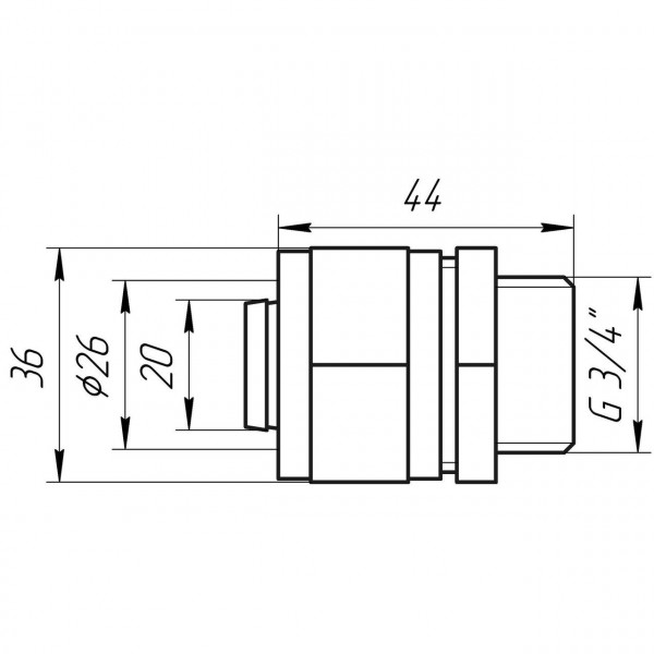 Муфта с наружной резьбой APE ITALY 701 L 3/4″x26 (000000613)