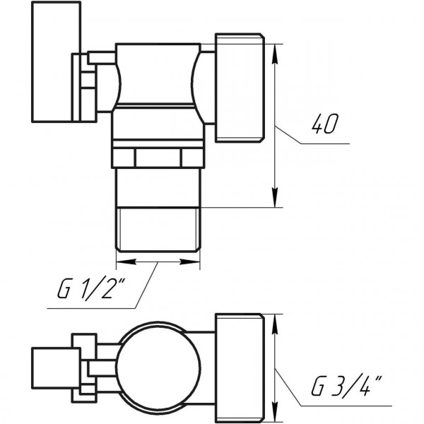 Кран шаровый угловой для стиральной машины SOLOMON 1/2″х3/4″ A7172 (000000702)