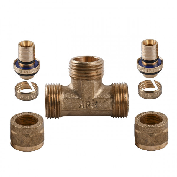 Тройник с наружной резьбой APE ITALY 733 L 16x1/2″x16 (000000860)