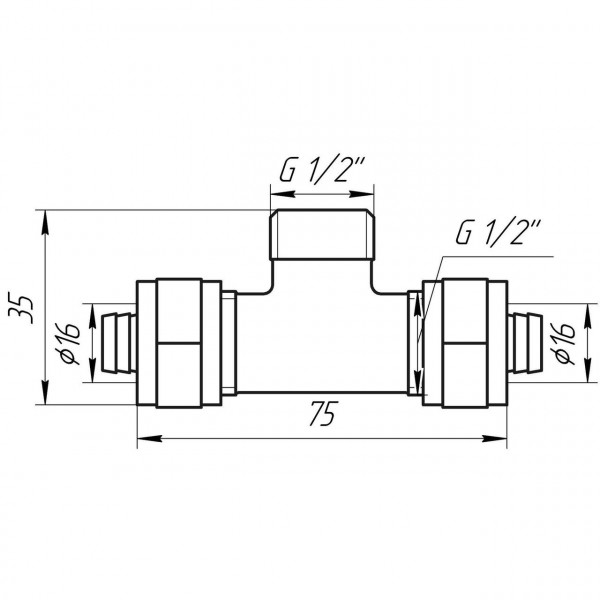Тройник с наружной резьбой APE ITALY 733 L 16x1/2″x16 (000000860)