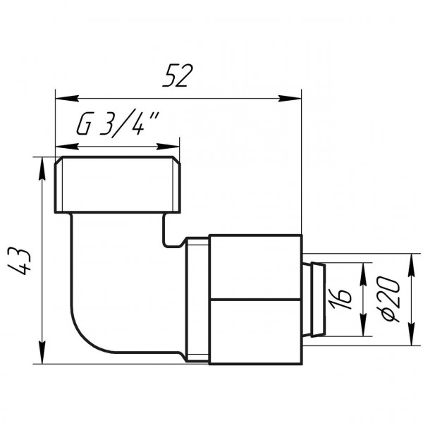 Уголок с наружной резьбой APE ITALY 753 L 3/4″х20 (000000869)