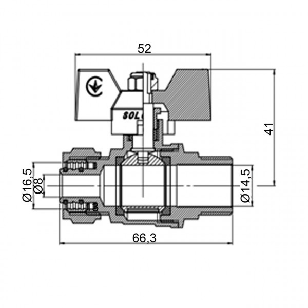 Кран шаровый SOLOMON 16х1/2″ B1183 наружная резьба (000001240)