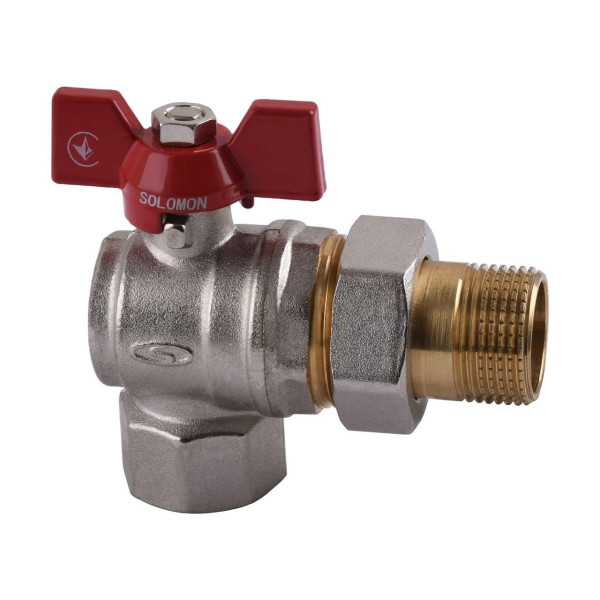 Кран кульовий кутовий з американкою SOLOMON 3/4″ ПОСИЛЕННИЙ B1043 (000001898)