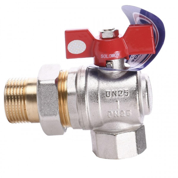 Кран кульовий кутовий з американкою SOLOMON 1″ ПОСИЛЕННИЙ B1043 (000001899)