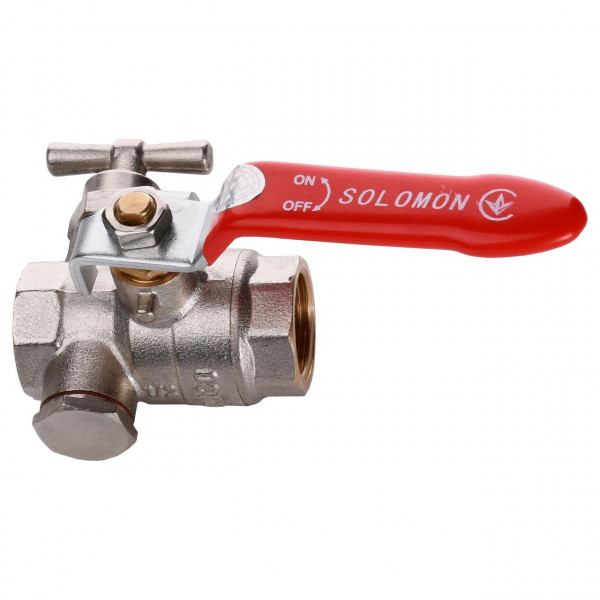 Кран кульовий повнопрохiдний зі спускником повітря SOLOMON 1/2″ B1018 (000001901)