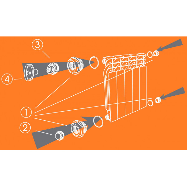 Комплект футорок секційного радіатора CRISTAL NR-2012 3/4″ (HT 404) (000001908)
