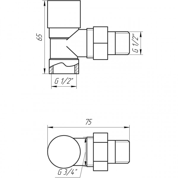 Кран вентильный угловой с американкой SOLOMON 1/2″ CHROM 1844 п/ключ (000002164)