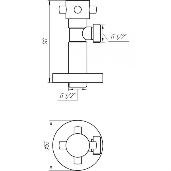 Кран полуоборотный угловой SOLOMON 1/2″х1/2″ Retro 7077 (2шт) (000002253)