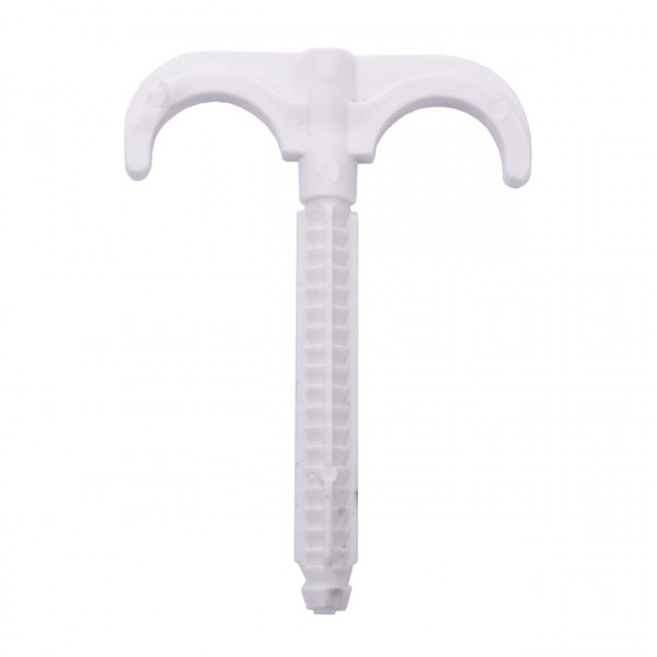 Кріплення-гак забивне подвійне для труби Ø16-25, довжина 100мм, біла (уп.100шт) (000002254)