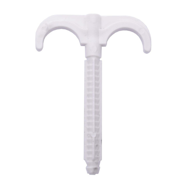 Крепление-крюк забивное двойное для трубы Ø16-25, длина 100мм, белая (уп.100шт) (000002254)