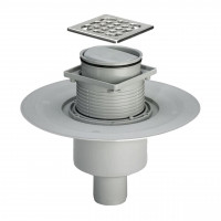 Трап с сухим затворомVIEGA ф50, нерж, решетка 100*100 , верт. пластик 583224 (000003625)