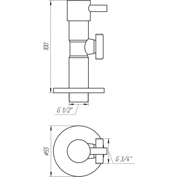 Кран полуоборотный угловой SOLOMON 1/2″х3/4″ Lazer 7076 (2шт) (000004157)