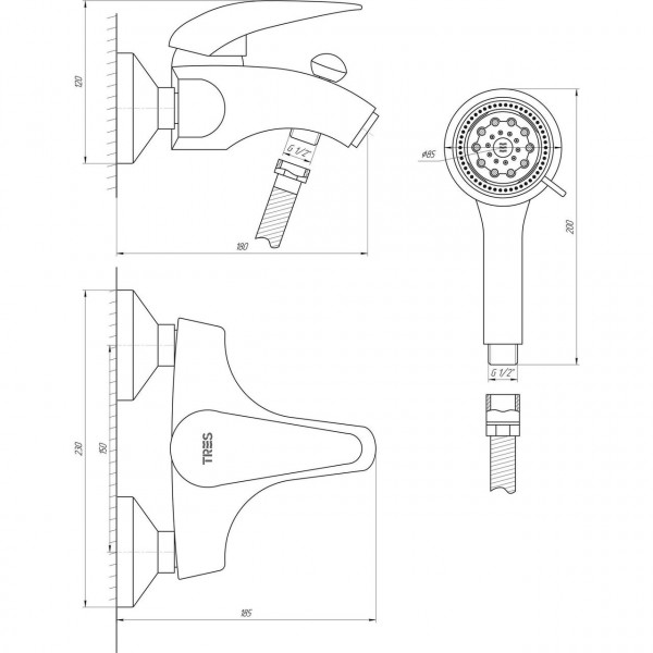 Смеситель для ванны TRES STYL 143574 (000004329)