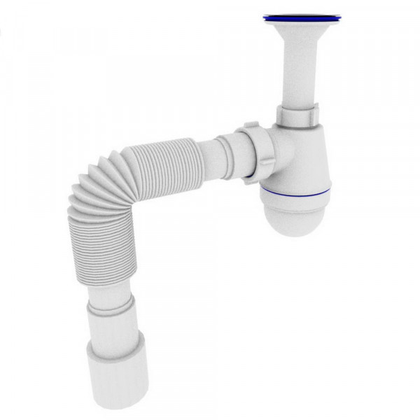 Сифон OPTIMUM 11/4″*40 c литым выпуском, с гофротрубой 40*40/50 OPTI-12043 (000029631)