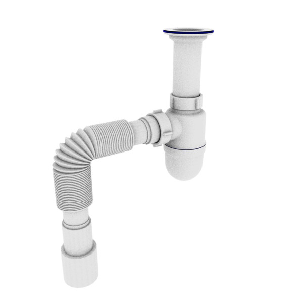 Сифон OPTIMUM 1 1/2″*40 с литым выпуском и гофротрубой 40*40/50 OPTI-11043 (000029632)