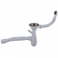 Сифон OPTIMUM 31/2″*40 с отв. для стир.маш, с круглым переливом и гибкой трубой 40х40/50 OPTI-27243 (000029684)