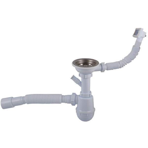 Сифон OPTIMUM 31/2″*40 с отв. для стир.маш, с прямоуг.переливом и гибкой трубой 40х40/50 OPTI- 27343 (000029704)