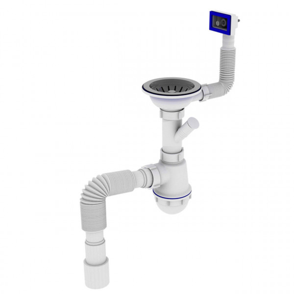 Сифон OPTIMUM 31/2″*40 с отв. для стир.маш, с прямоуг.переливом и гибкой трубой 40х40/50 OPTI- 27343 (000029704)