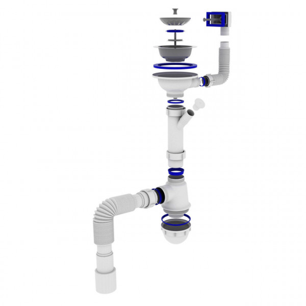 Сифон OPTIMUM 31/2″*40 с отв. для стир.маш, с прямоуг.переливом и гибкой трубой 40х40/50 OPTI- 27343 (000029704)