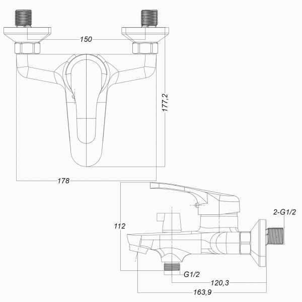 Смеситель для ванны Globus Lux Solly GLSO-0102NE (000030586)