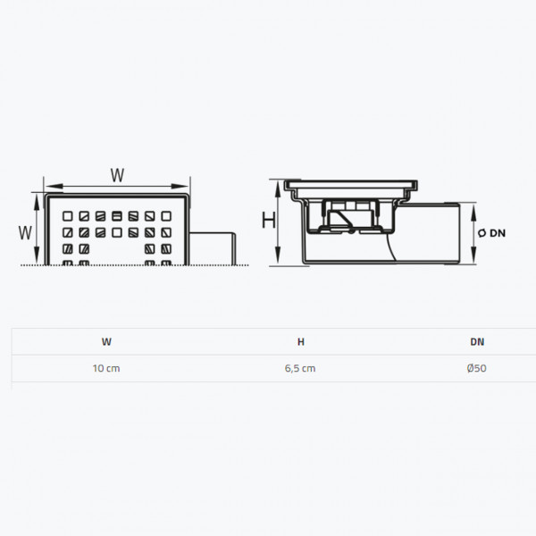 Трап душевой TILLO TM207 10х10см (000026797)