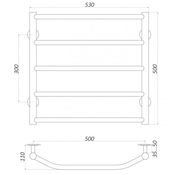 Полотенцесушитель UNIO LT W 500-500-5 Лесенка Трапеция вода (000020643)