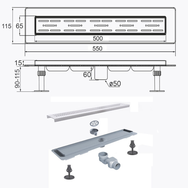 Трап линейный душевой TILLO TM009-50C 50см (000021684)